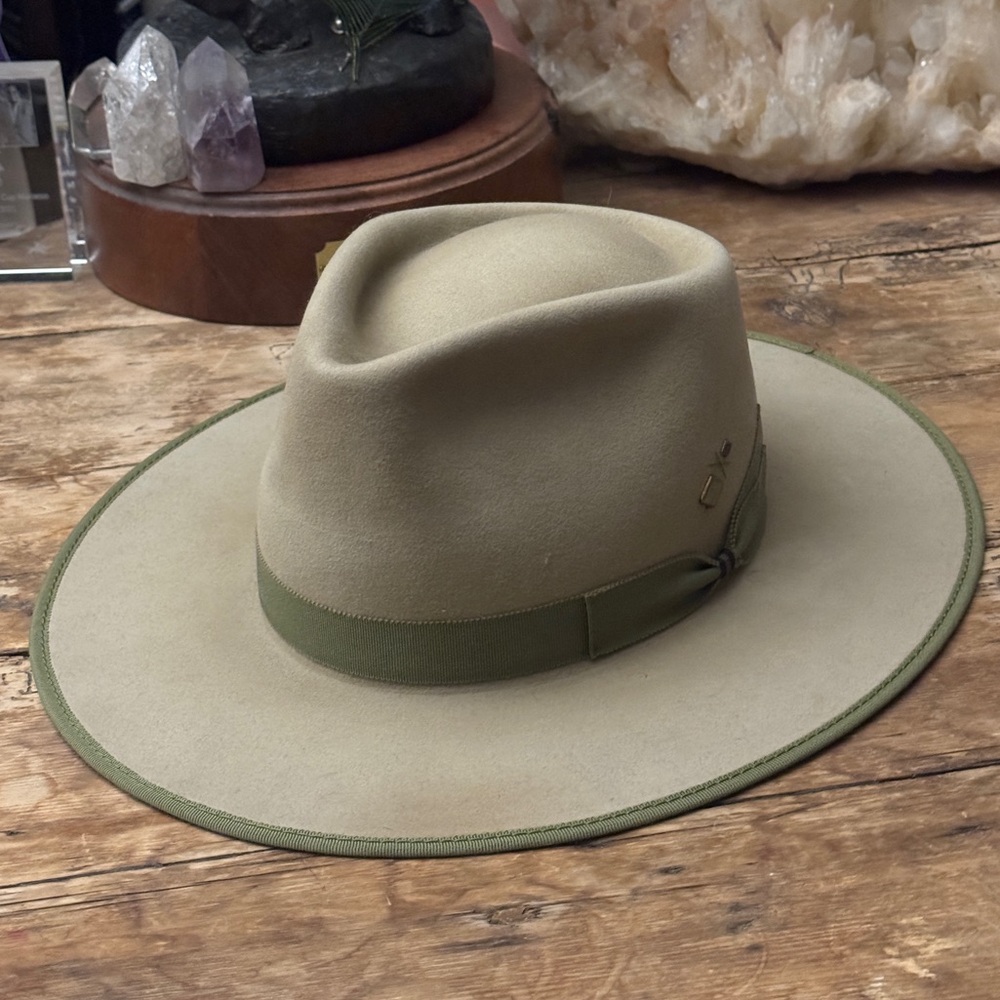 Kemosabe Aspen Grit Tan Beaver Felt Flat Brim Cowboy Hat Fedora Stetson 7 1/4 58